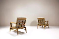 Two Reconstructivist Lounge Chairs in Oak by René Gabriel, France 1940s