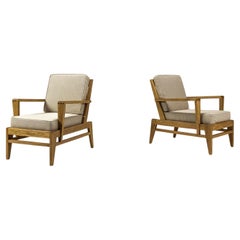 Two Reconstructivist Lounge Chairs in Oak by René Gabriel, France 1940s