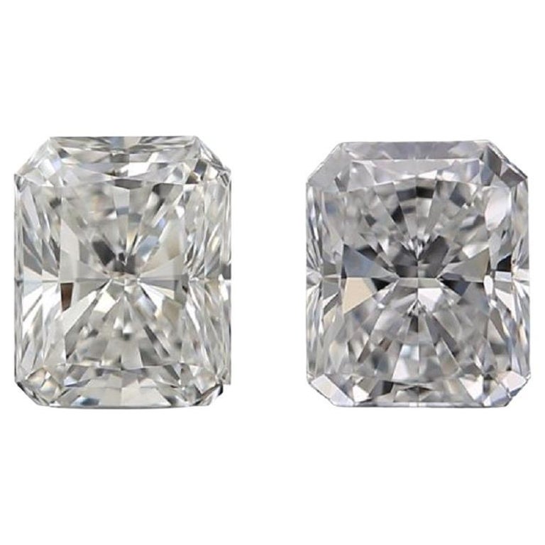 Two Rectangular Modified Brilliant Diamonds in 1.04 Carat D VS1, VS2
