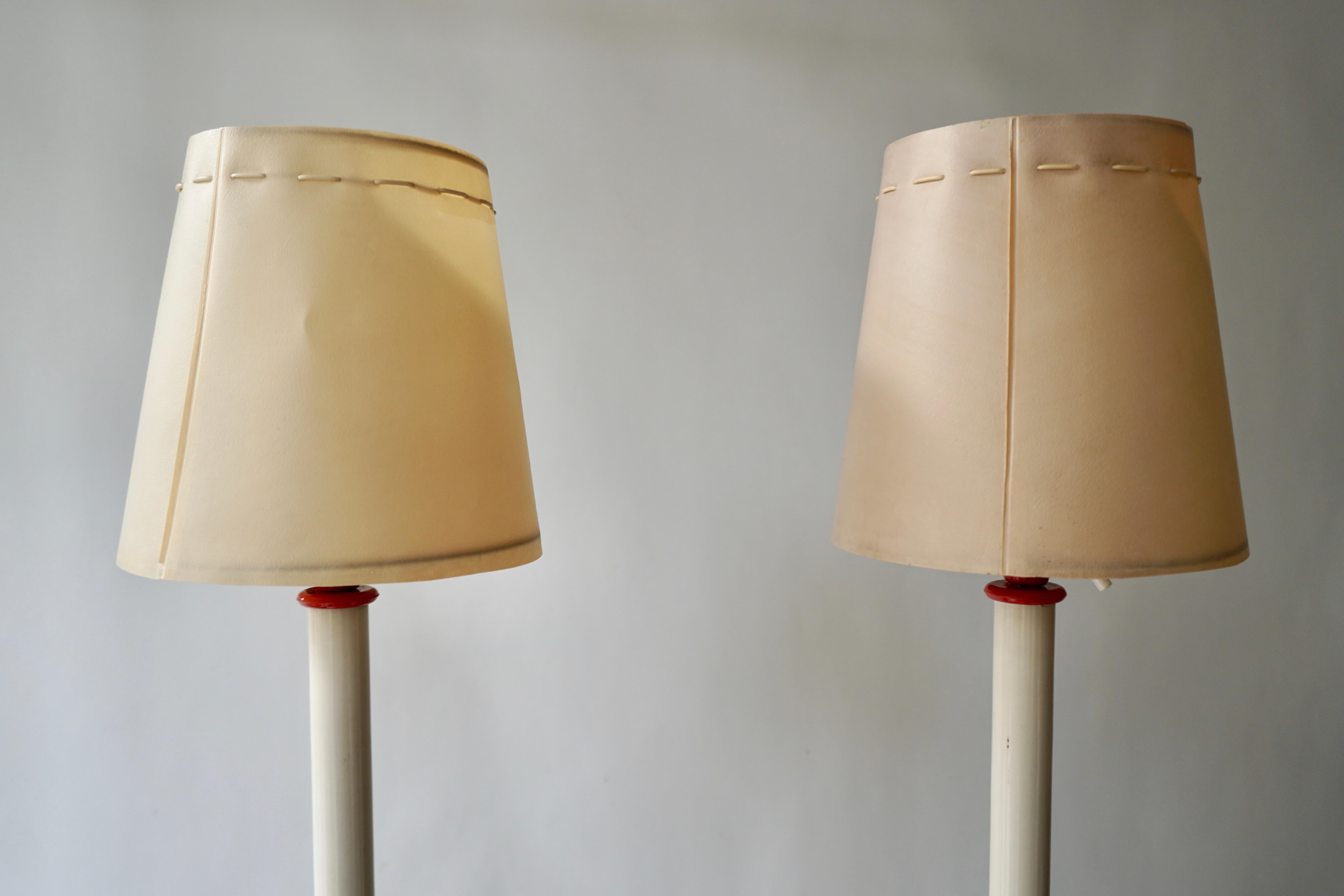 Two Red and White Floor Lamps For Sale 5