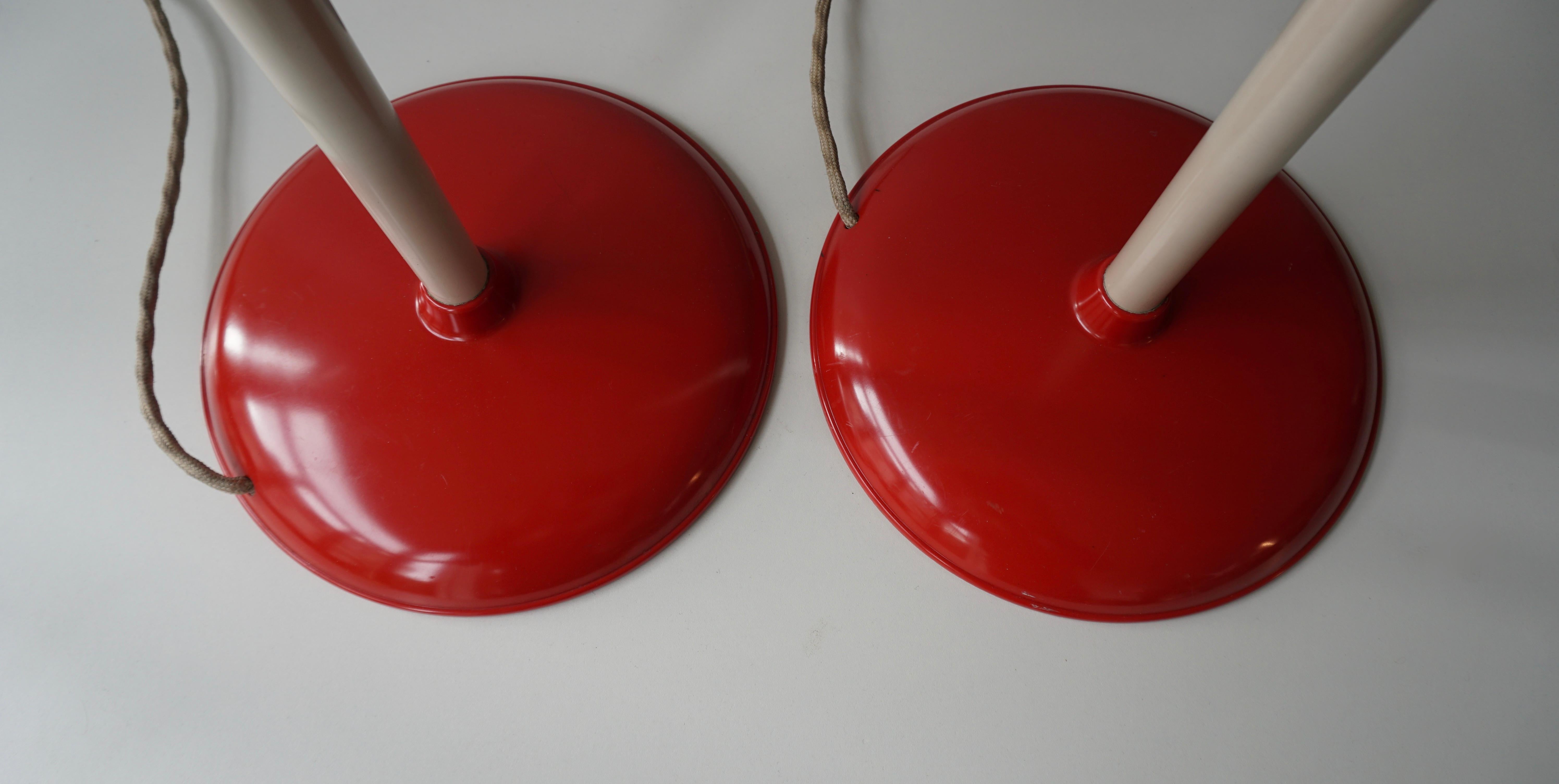 Two Red and White Floor Lamps For Sale 9