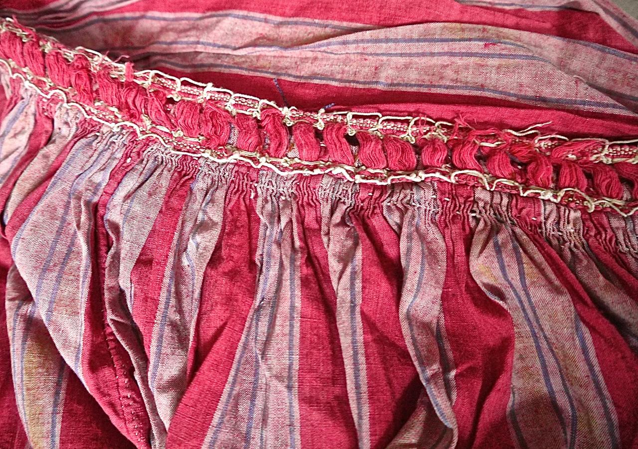 Two Red Striped Large Cotton Curtains, French, Late 18th Century In Good Condition For Sale In London, GB