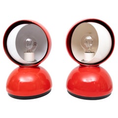 Two Red Vico Magistretti Table Lamps for Artimide Milan, 1960s