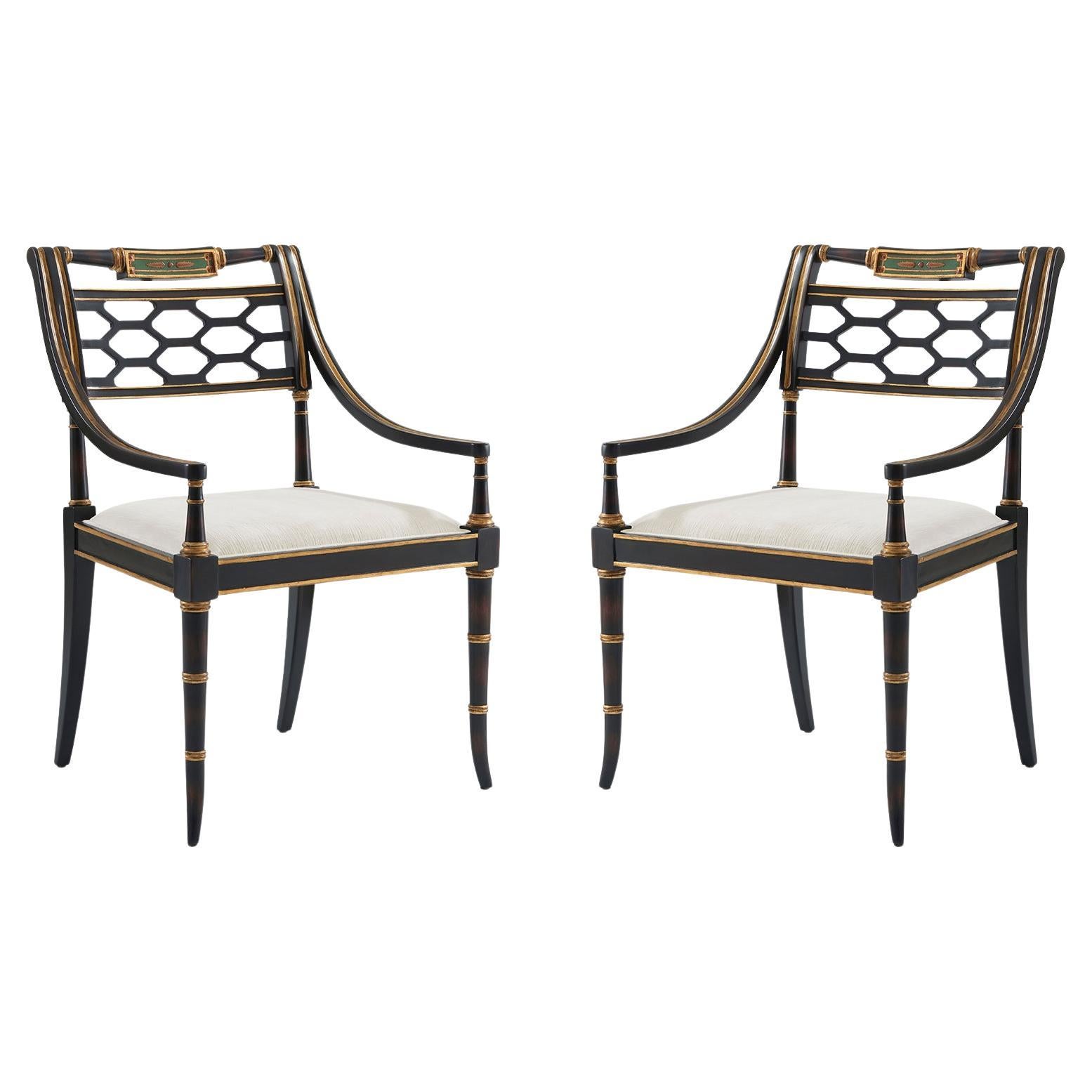 Two Regency Style Armchairs For Sale