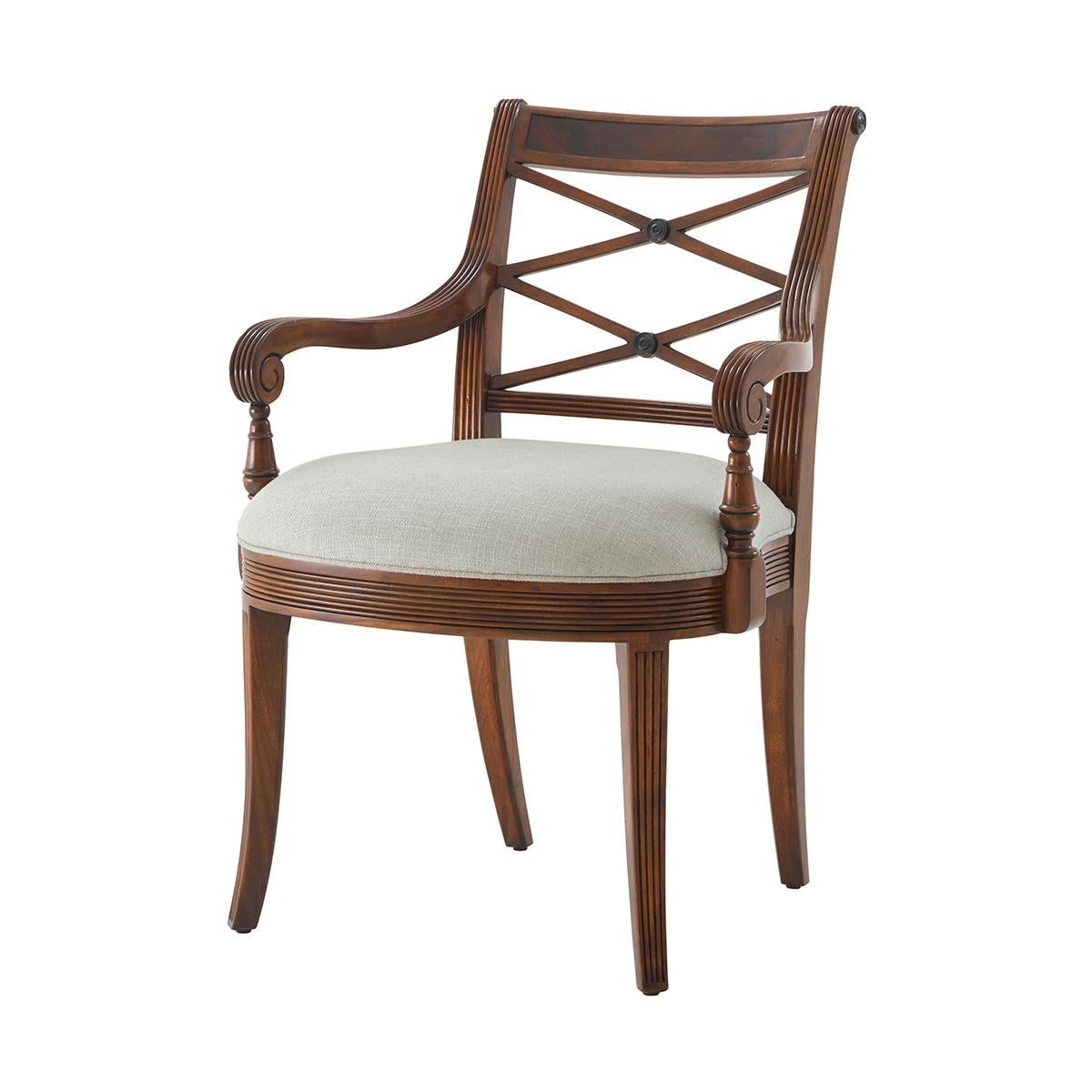 Vietnamese Two Regency Style Mahogany Armchairs For Sale
