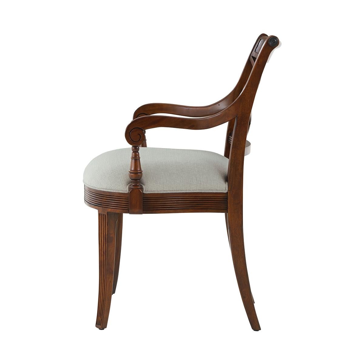 Contemporary Two Regency Style Mahogany Armchairs For Sale