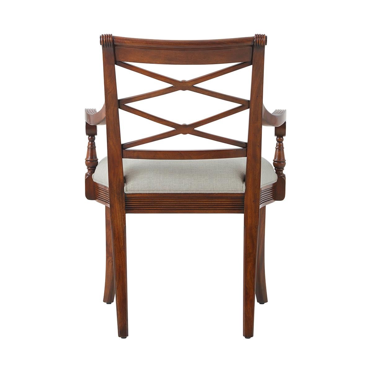Wood Two Regency Style Mahogany Armchairs For Sale