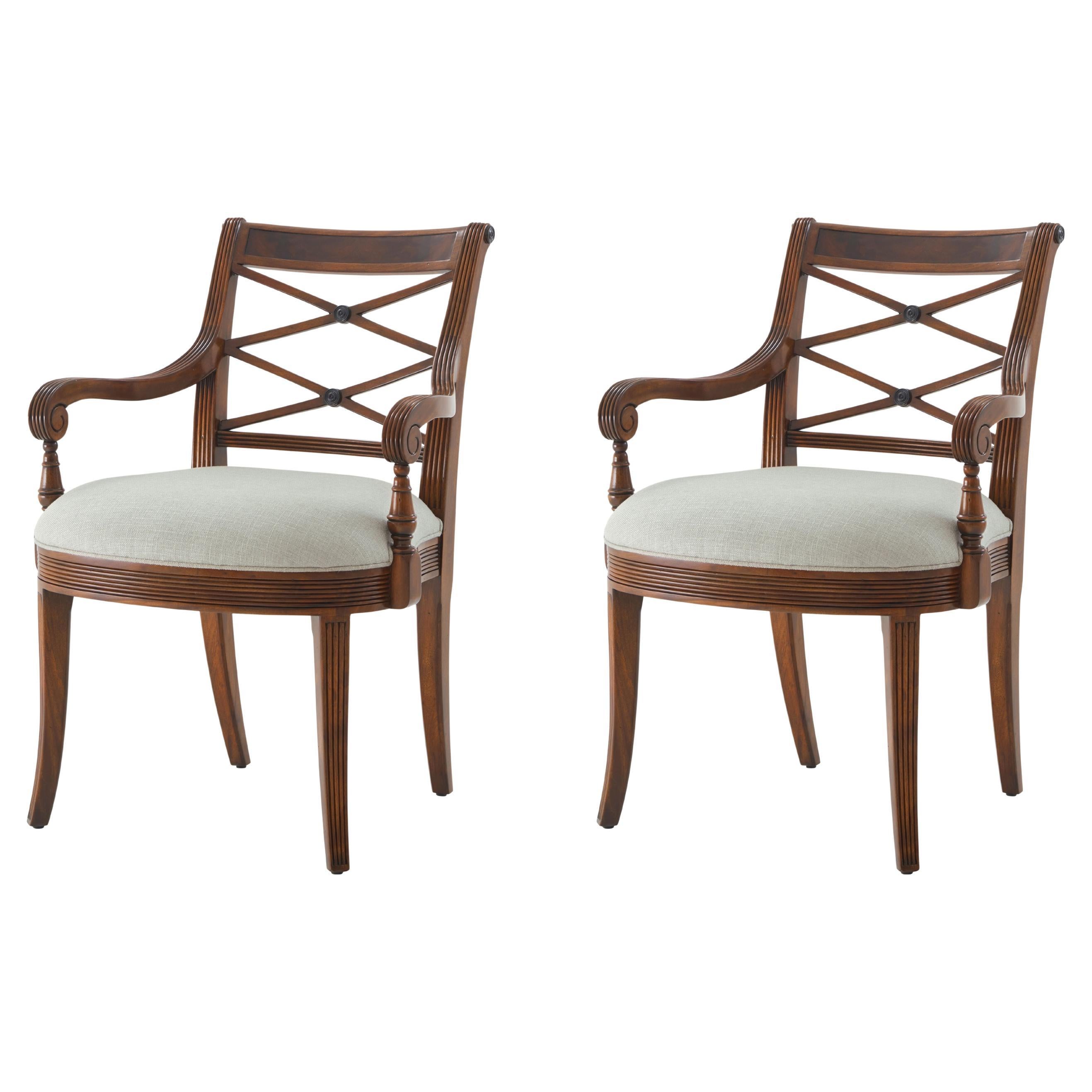 Two Regency Style Mahogany Armchairs For Sale