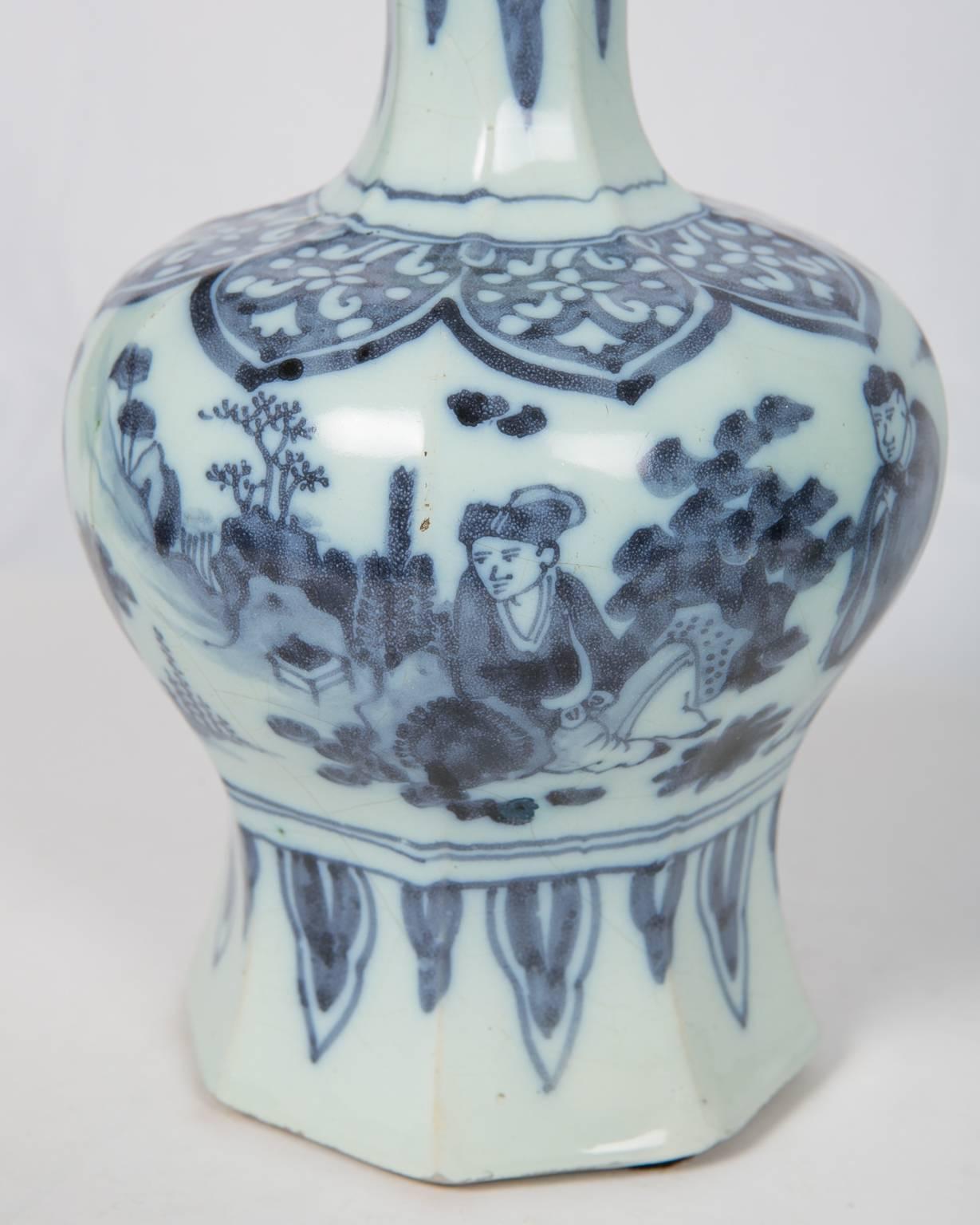 Chinoiserie Two Related Blue and White Delft Vases 17th Century Made circa 1680