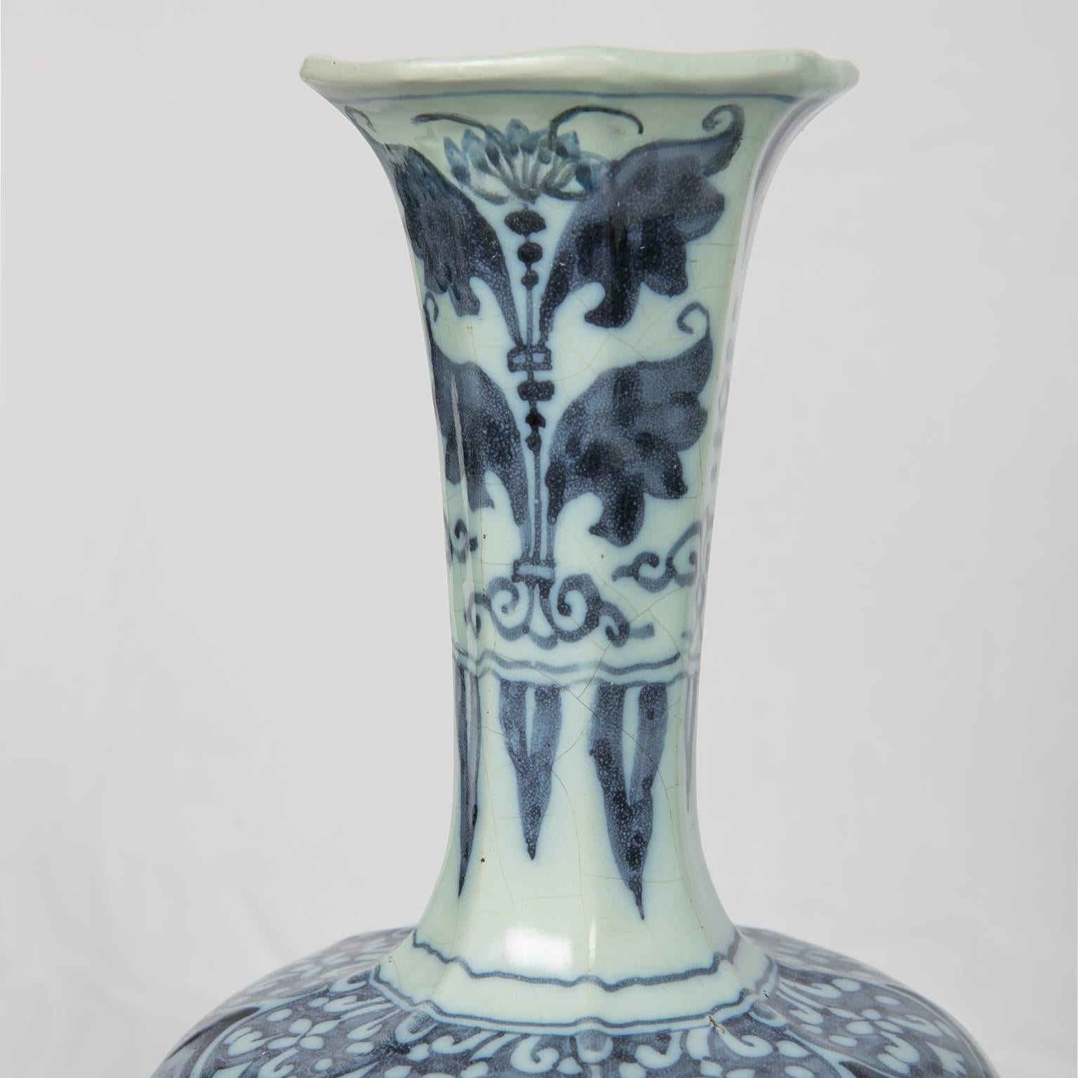 Hand-Painted Two Related Blue and White Delft Vases 17th Century Made circa 1680