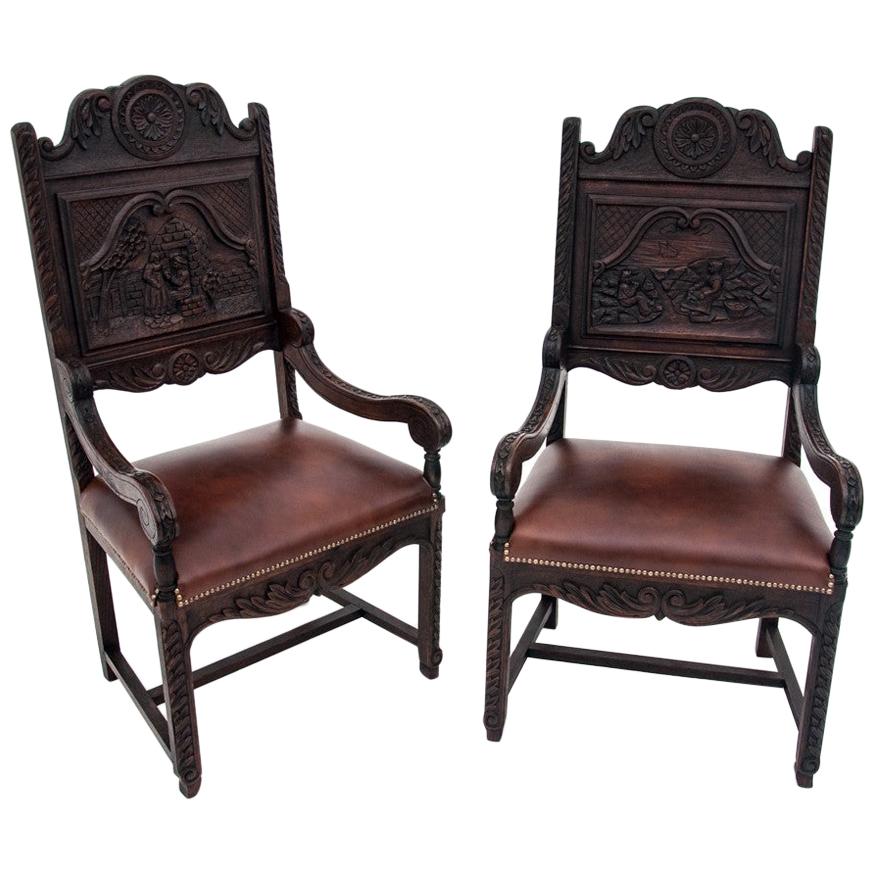 Two Renaissance Wooden Armchairs