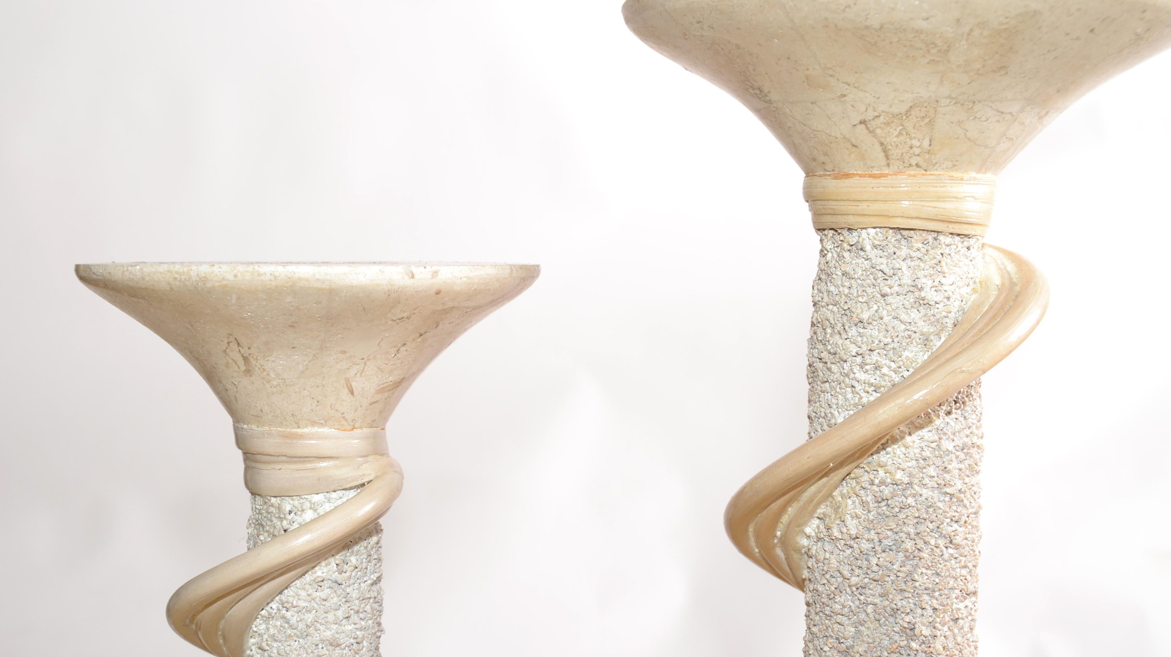 Deux bougeoirs en marbre et pierre à savon Renoir Designs Sticks Hollywood Regency en vente 5