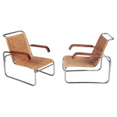 Due poltrone Bauhaus restaurate, di M. I. per Thonet, cromo, ceco, anni '20