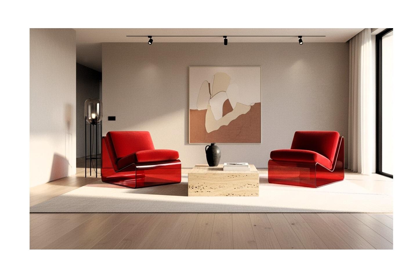 XXIe siècle et contemporain Deux fauteuils de style rétro avec am designs en plexiglas Par Carlos Soriano en vente