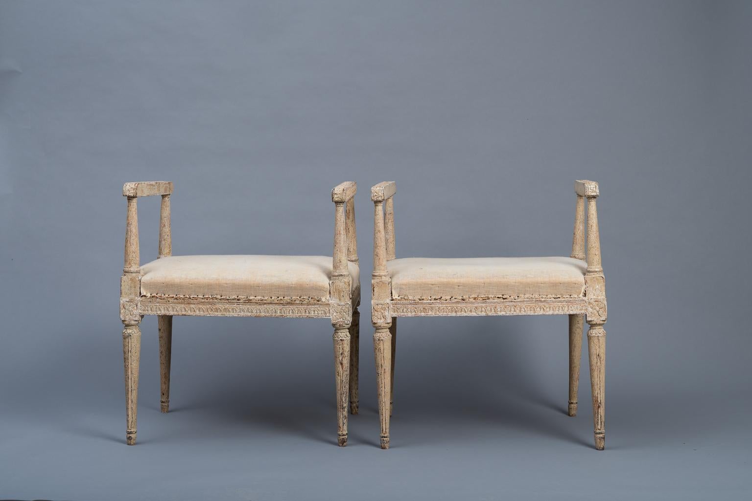 Two Richly Decorated Gustavian Banquettes Manufactured, 1780 1