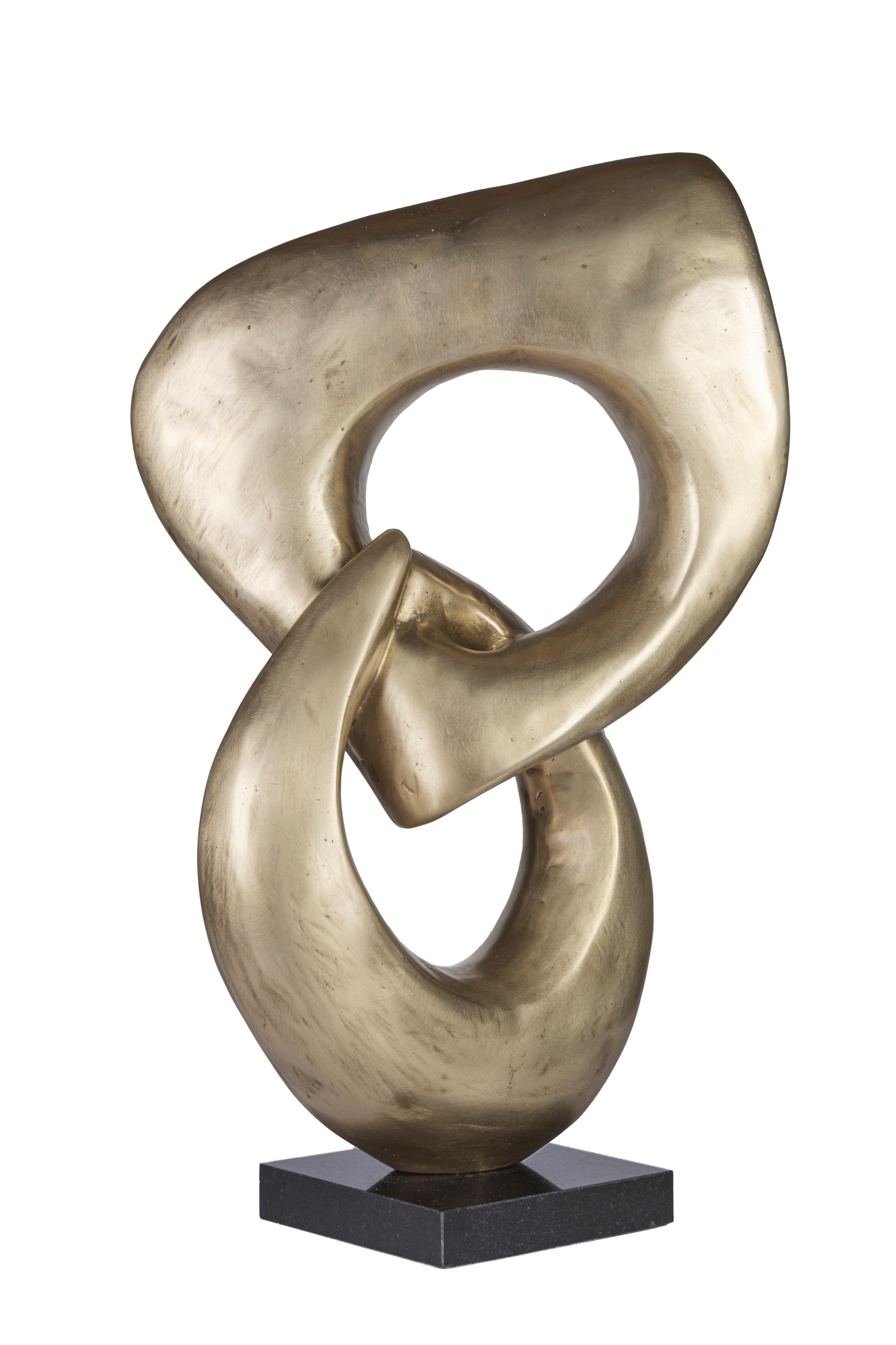 Two Rings- Contemporary Italian Blue Patinated Bronze Abstract Modern Sculpture  en vente 6