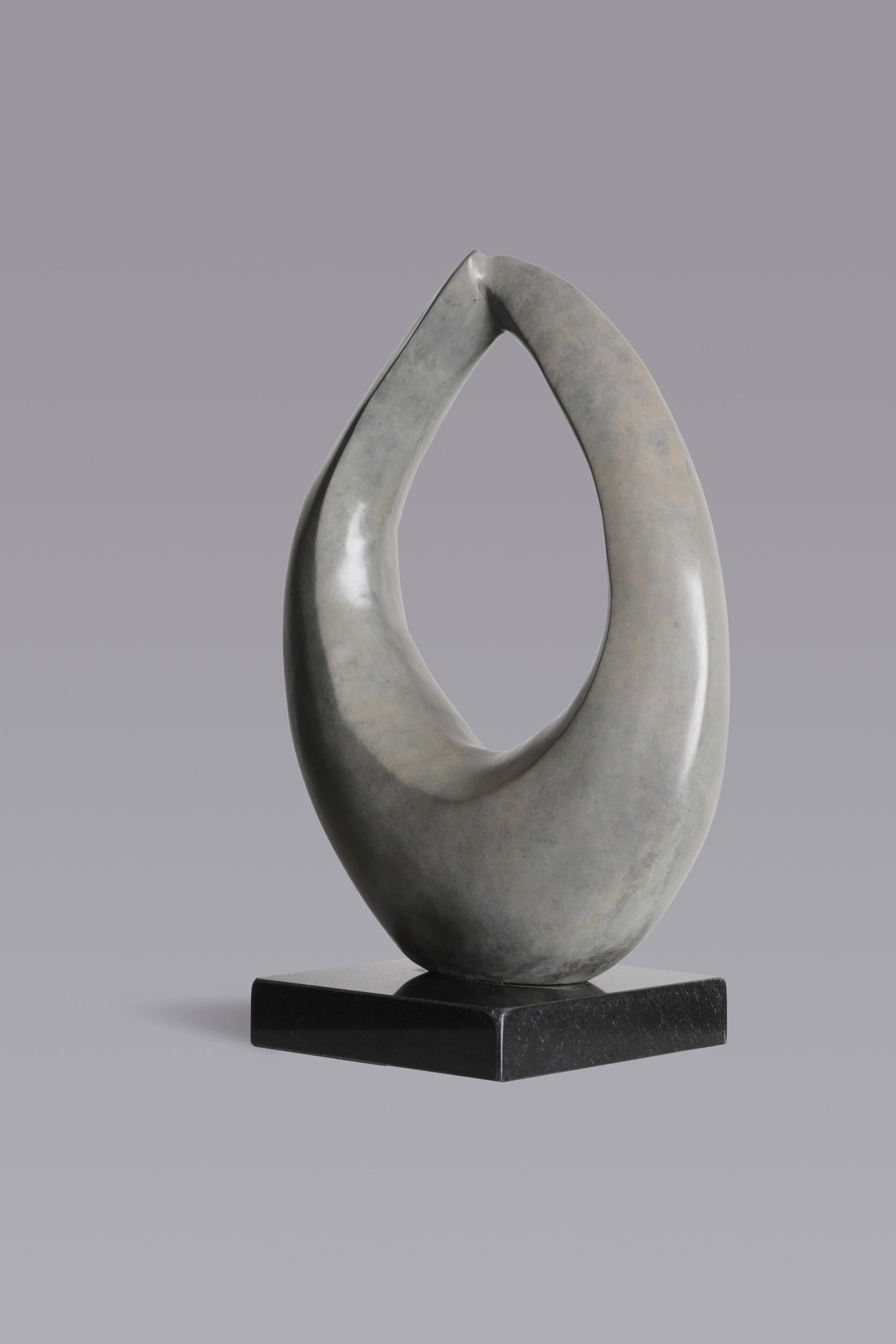 Two Rings- Contemporary Italian Blue Patinated Bronze Abstract Modern Sculpture  For Sale 9