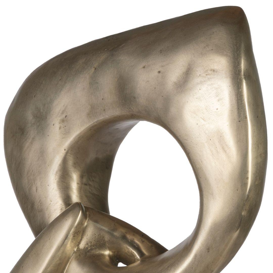 Two Rings- Contemporary Italian Gold Patinated Bronze Abstract Modern Sculpture  For Sale 6
