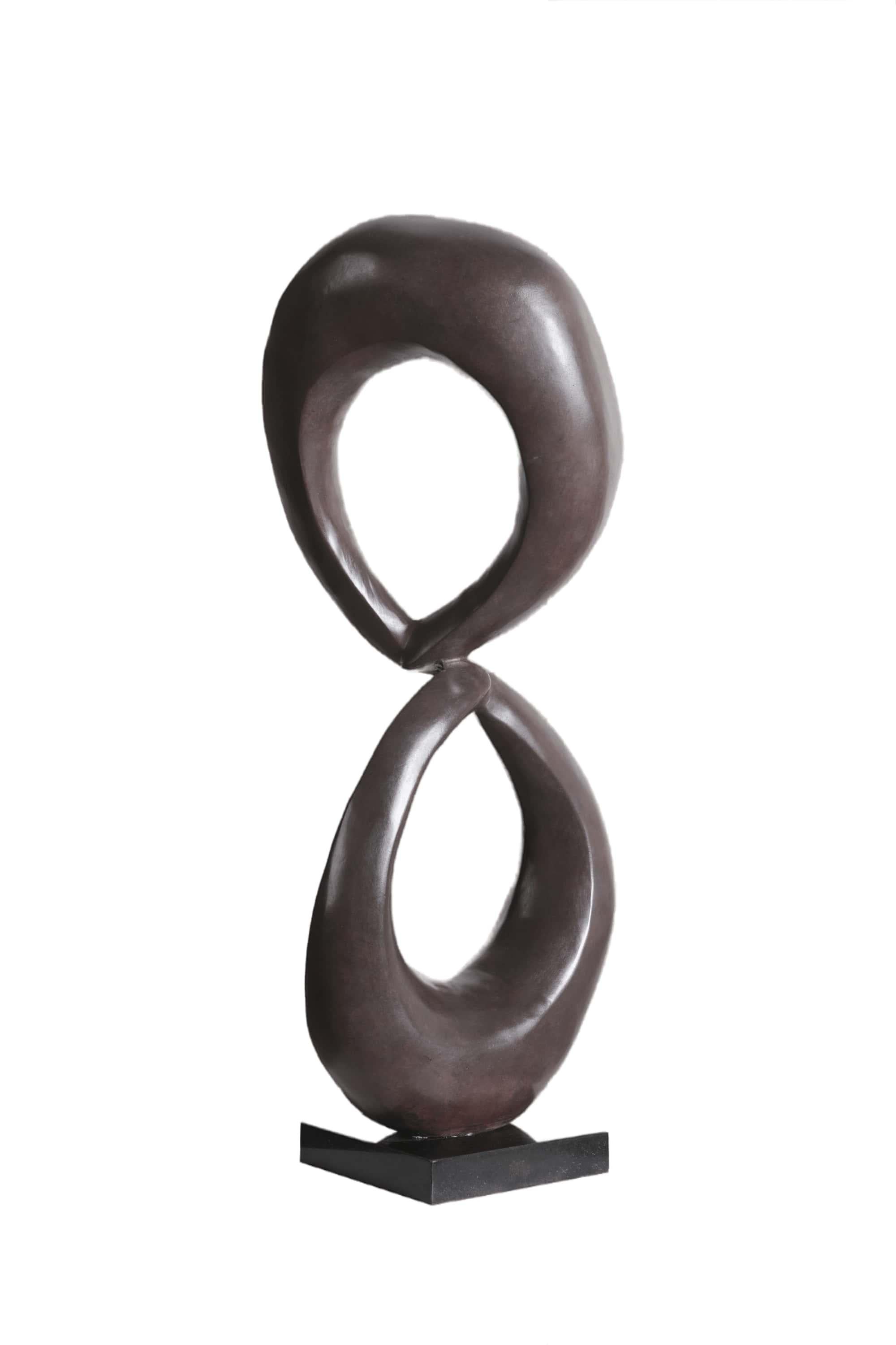 Two Rings- Contemporary Italian Gold Patinated Bronze Abstract Modern Sculpture  en vente 5
