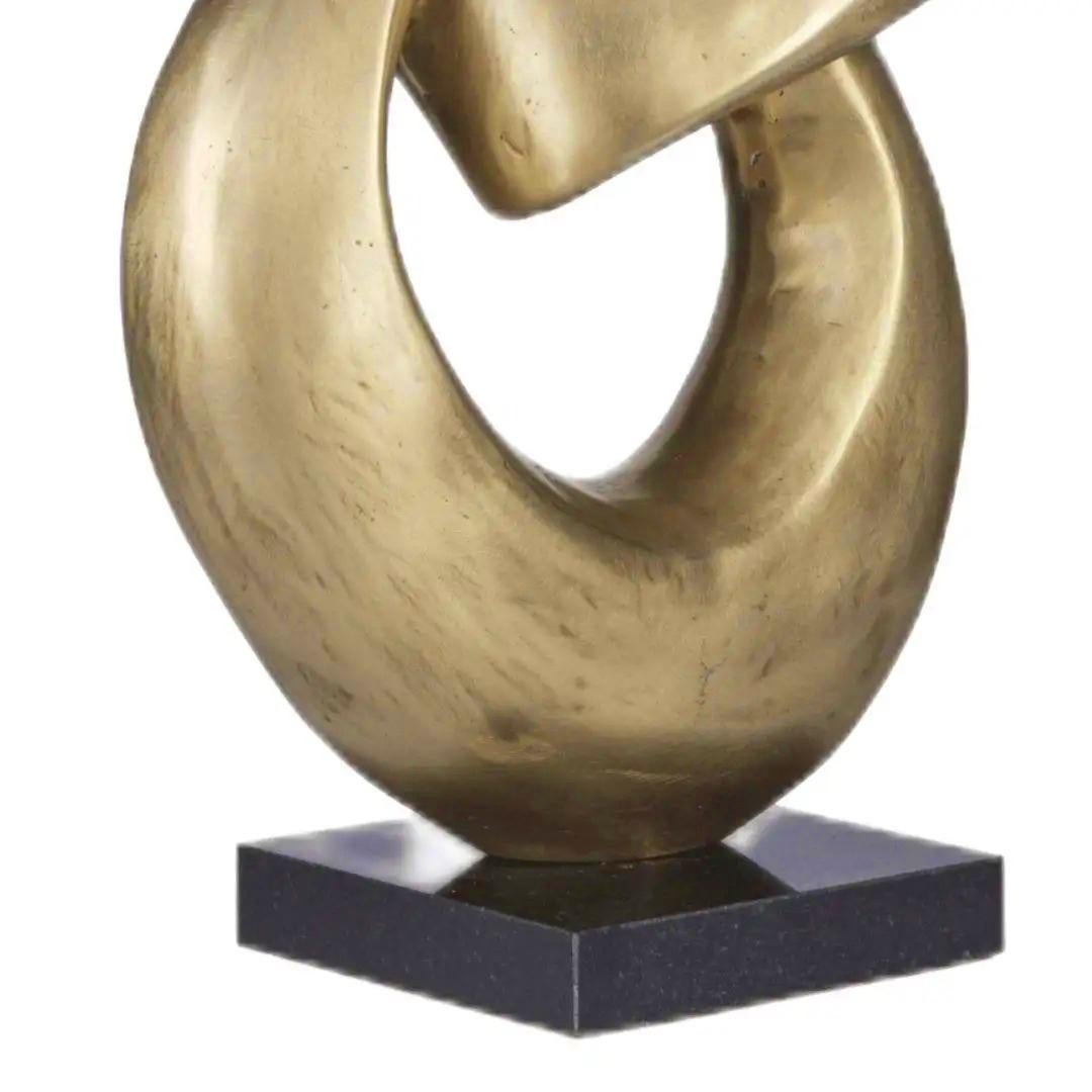 Two Rings- Contemporary Italian Gold Patinated Bronze Abstract Modern Sculpture en vente 1