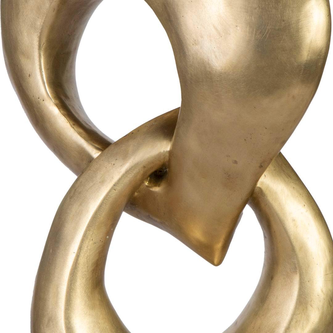 Postmoderne Two Rings- Contemporary Italian Gold Patinated Bronze Abstract Modern Sculpture en vente