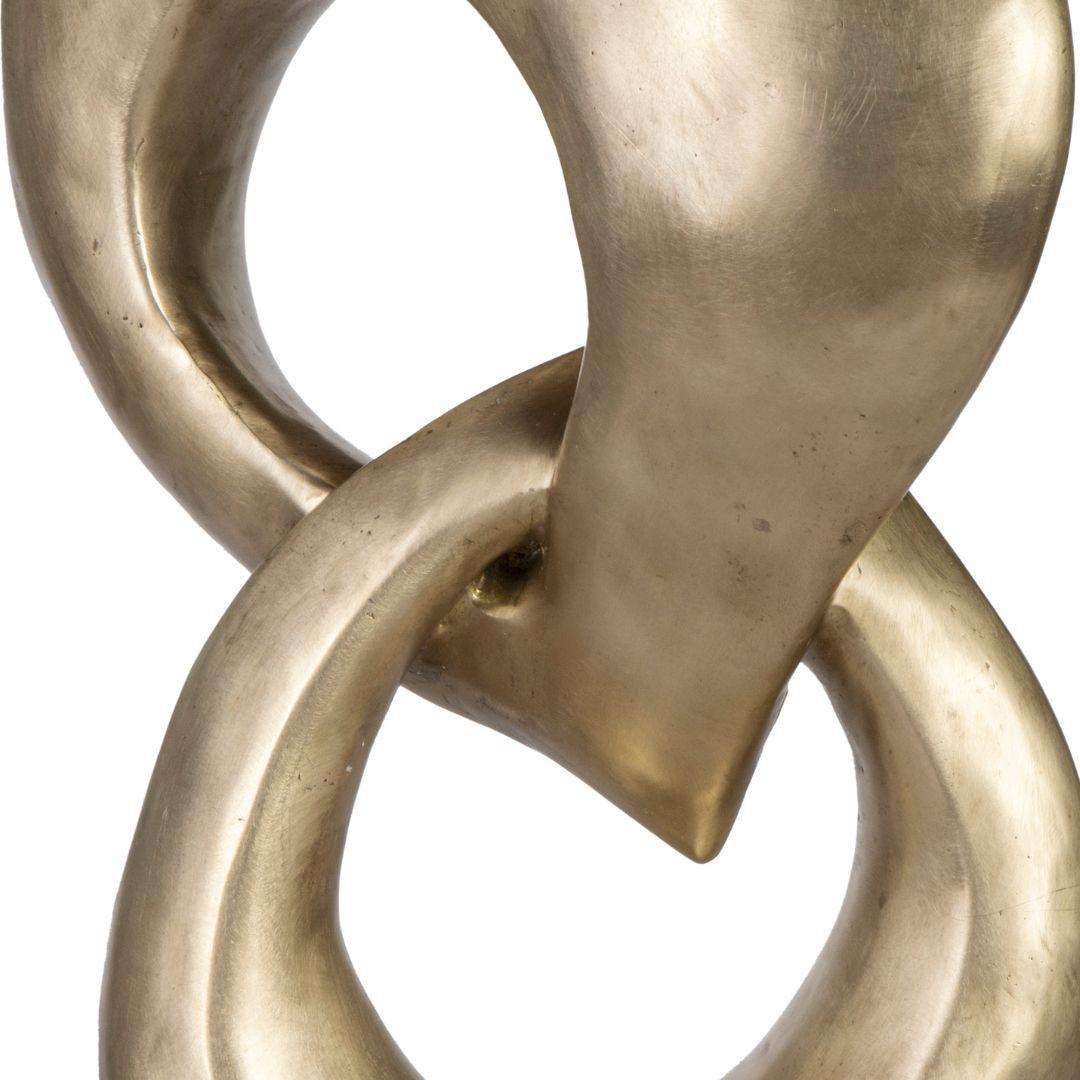 Postmoderne Two Rings- Contemporary Italian Gold Patinated Bronze Abstract Modern Sculpture  en vente