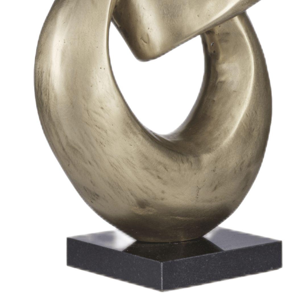 Two Rings- Contemporary Italian Gold Patinated Bronze Abstract Modern Sculpture  For Sale 4