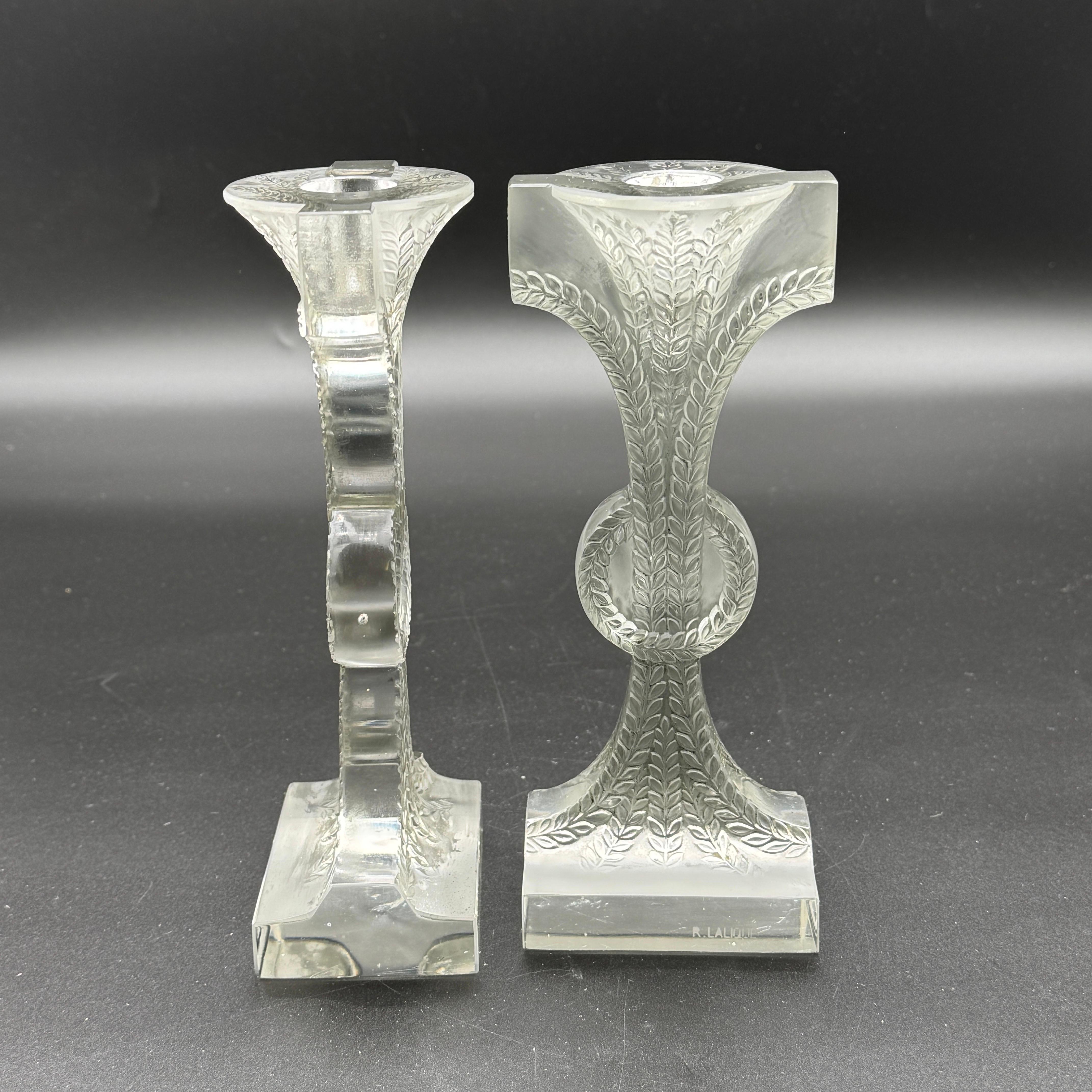 Stampato Due candelieri di vetro R.Lalique Rameaux in vendita
