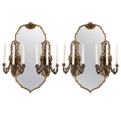 Dos Girándolas de Metal Dorado y Plateado de Estilo Rococó