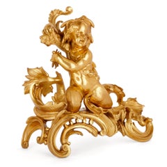 Two Rococo Style Gilt Bronze Chenets