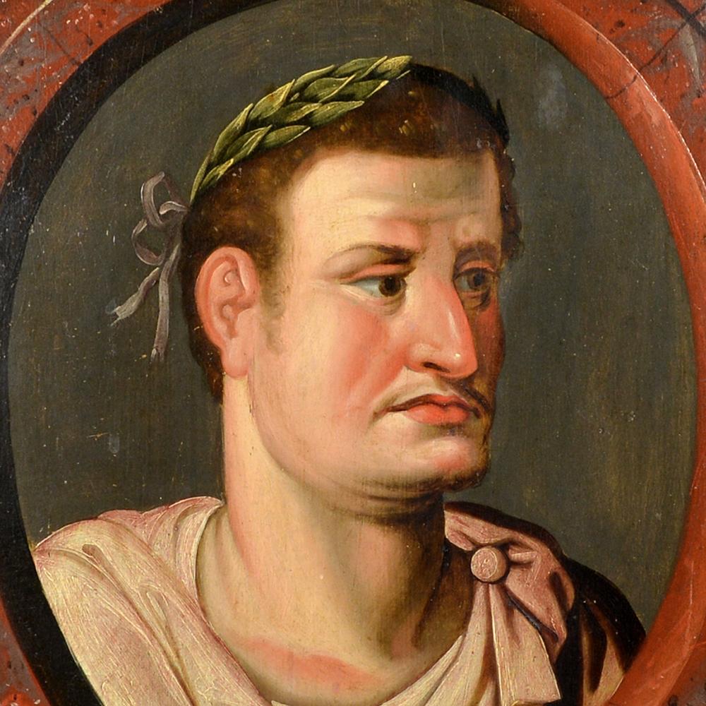 Classical Roman Two Roman ‘Twelve Caesars’ paintings of Vespasian and Titus For Sale