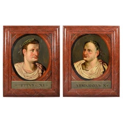 Two Roman ‘Twelve Caesars’ paintings of Vespasian and Titus