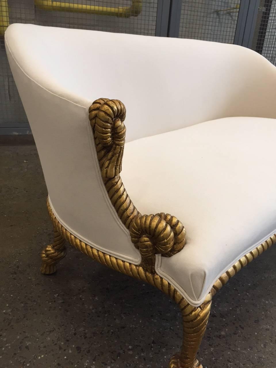 Italian Two Rope and Tasseled Gilded Sofas For Sale