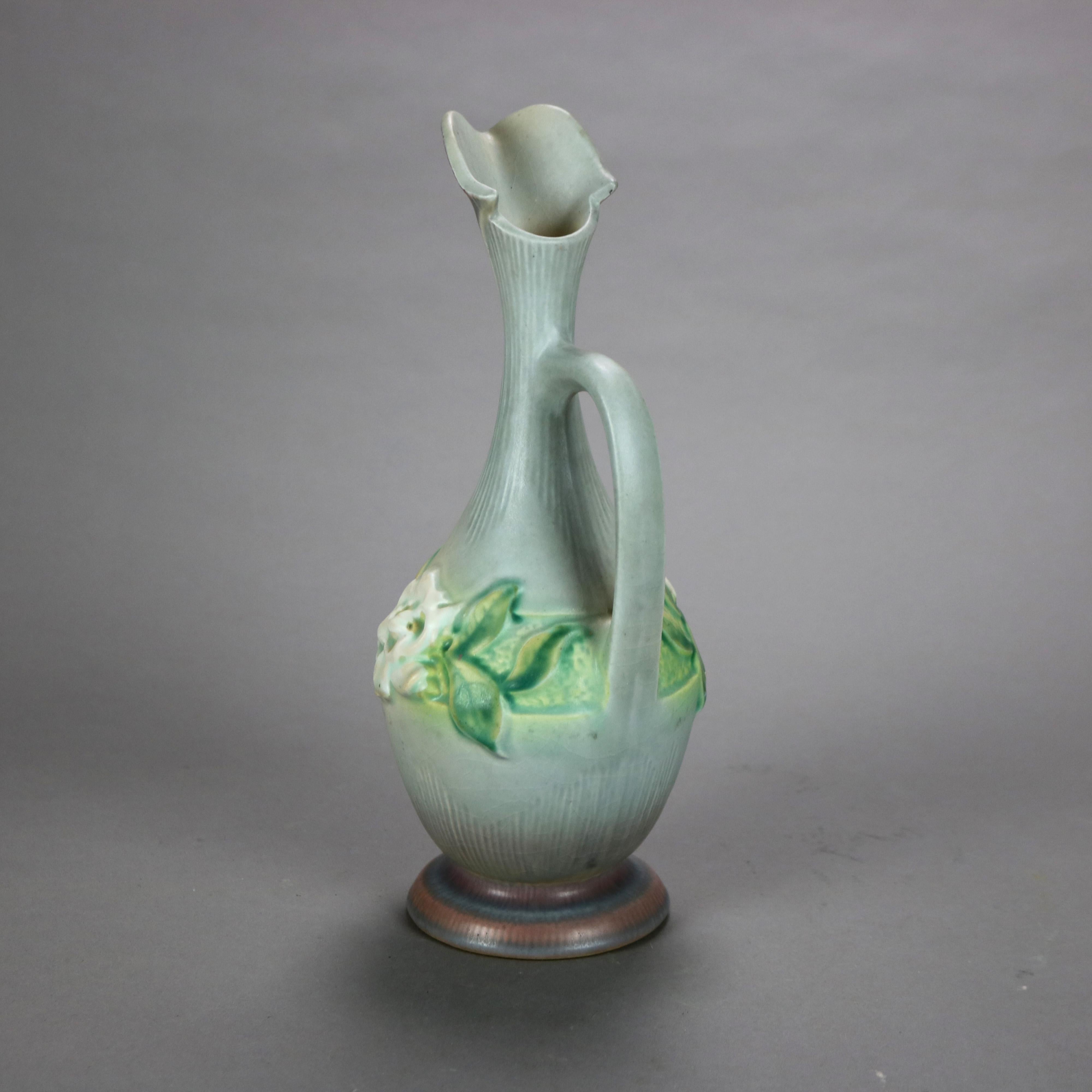 Two Roseville Art Pottery Ewers with Gardenia Pattern Mid 20thC 2
