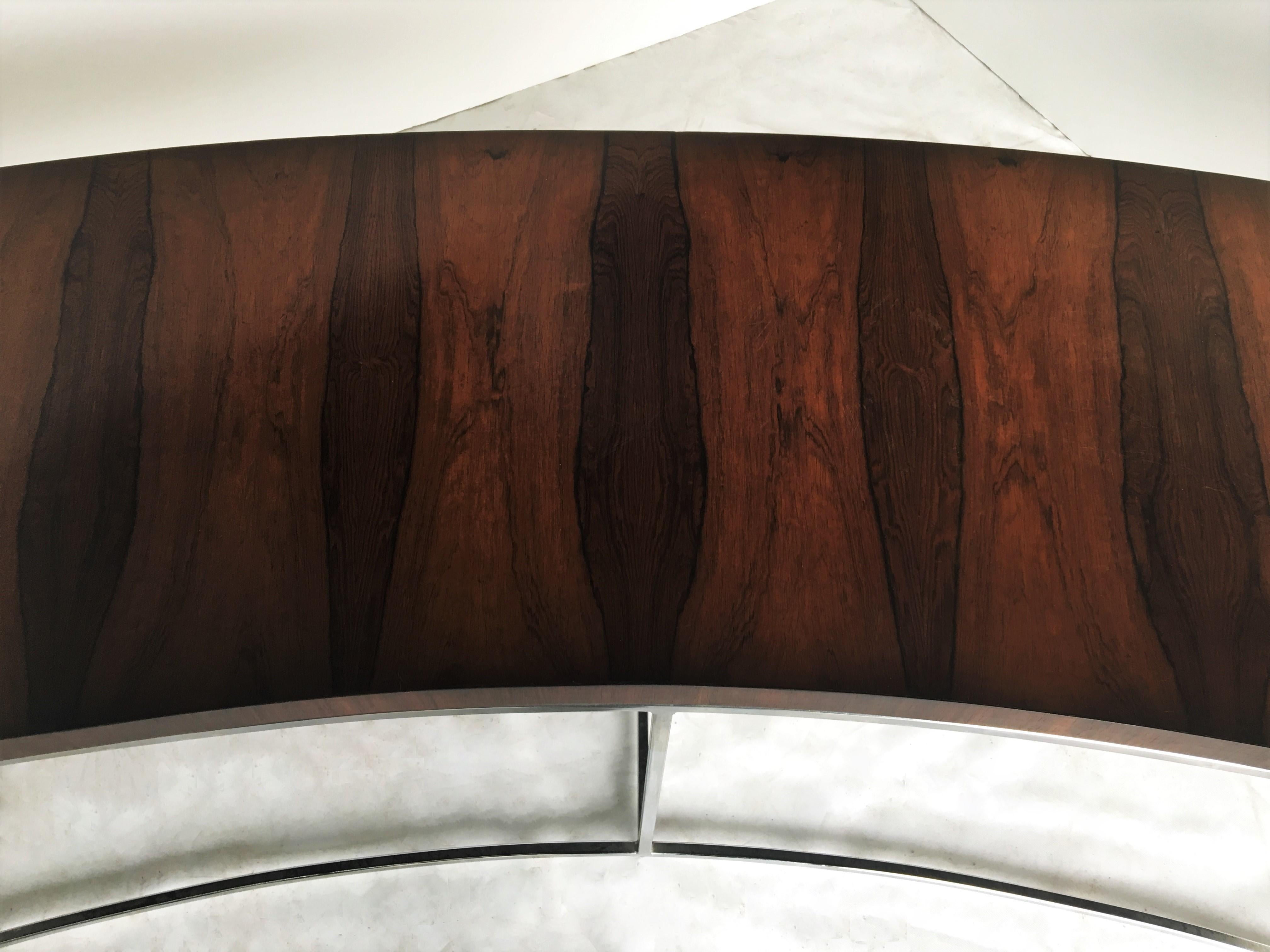Two Rosewood and Chrome Curved Sofa Tables by Milo Baughman 4