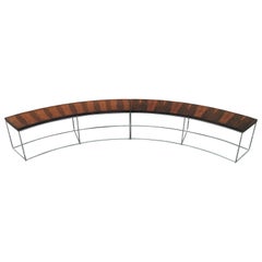 Two Rosewood and Chrome Curved Sofa Tables by Milo Baughman