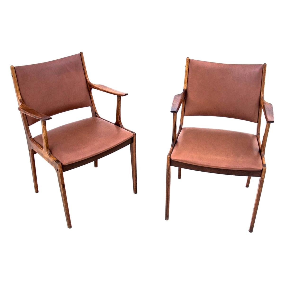 Deux fauteuils en bois de rose, Danemark, années 1960