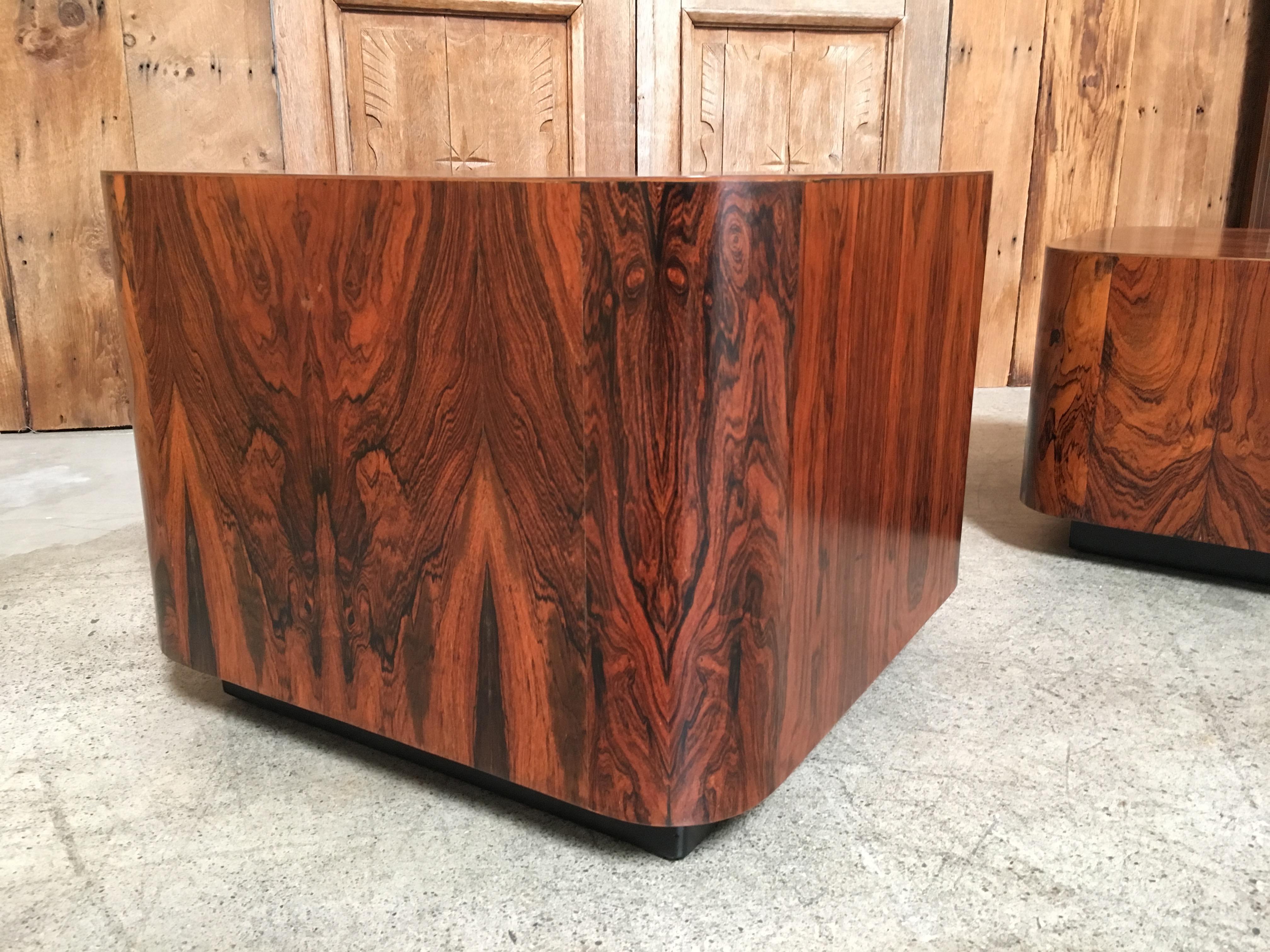 Two Rosewood Platform End Tables In Good Condition In Denton, TX