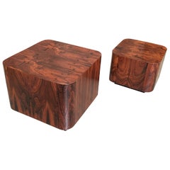Two Rosewood Platform End Tables