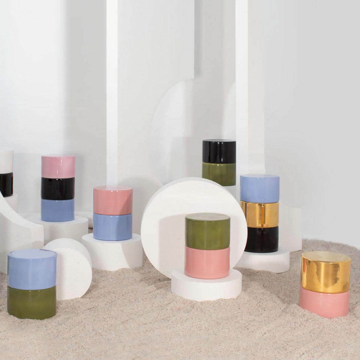 Glazed Two Round Ceramic IMI Side Table by Sebastian Herkner for Pulpo