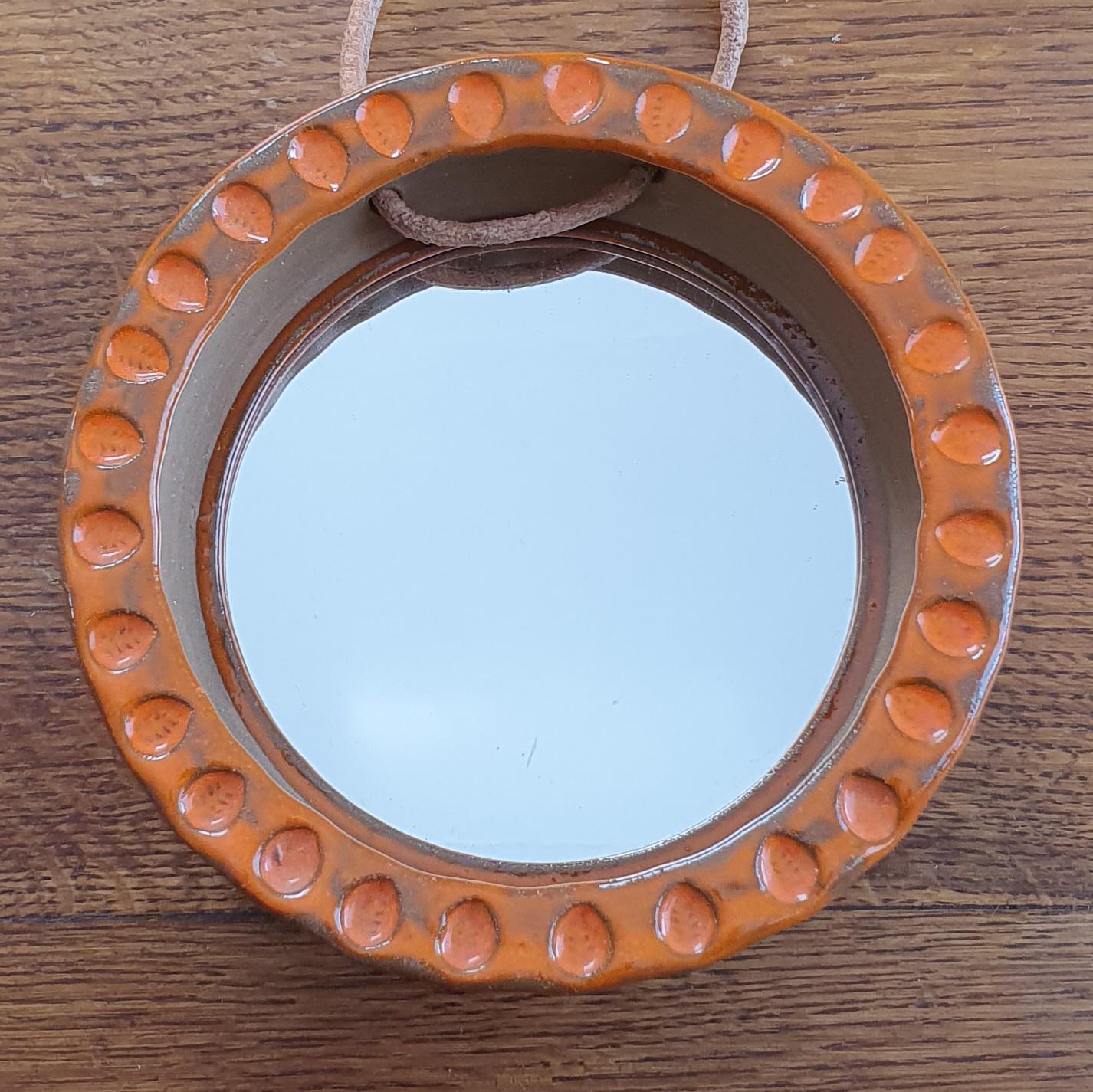 Danish Two Round Ceramic Mirrors, Klavs Encke, Denmark For Sale