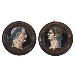 Zwei runde Emaille-Plaketten Nero und Caligula in der Art von Jacques I. Laudin