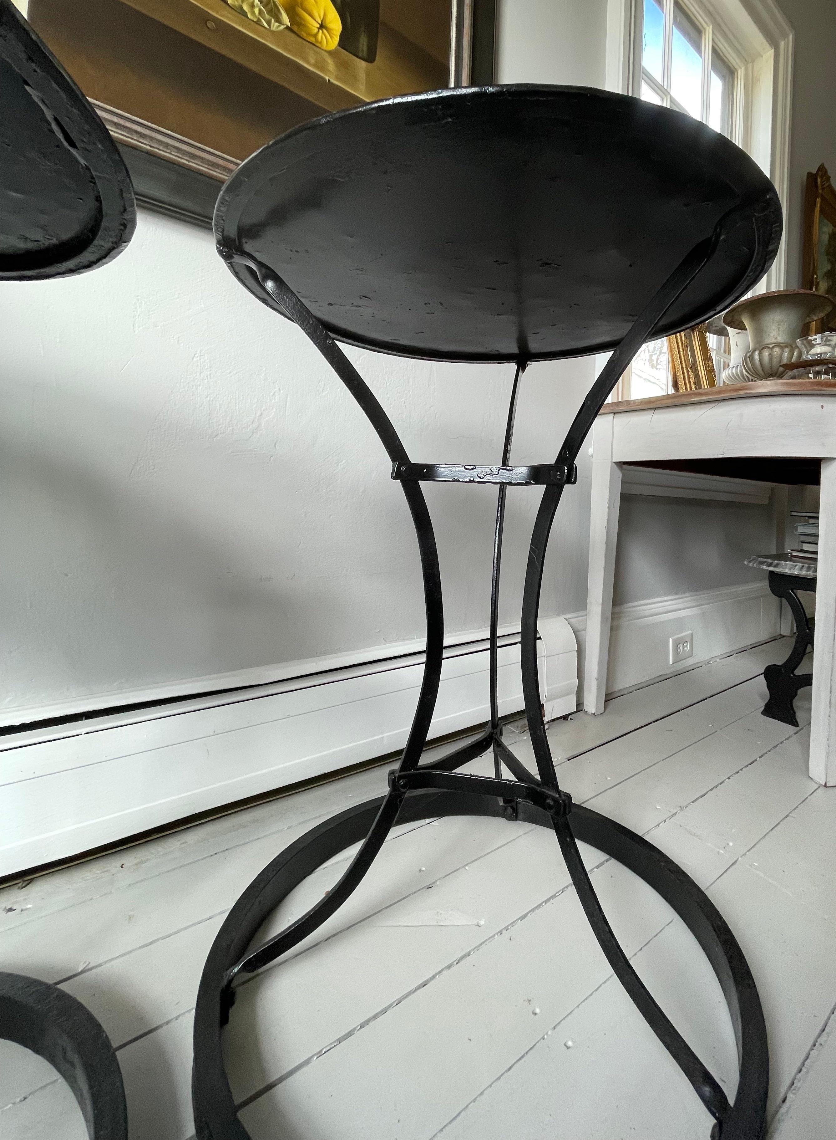Two Round French Steel Café Tables For Sale 2