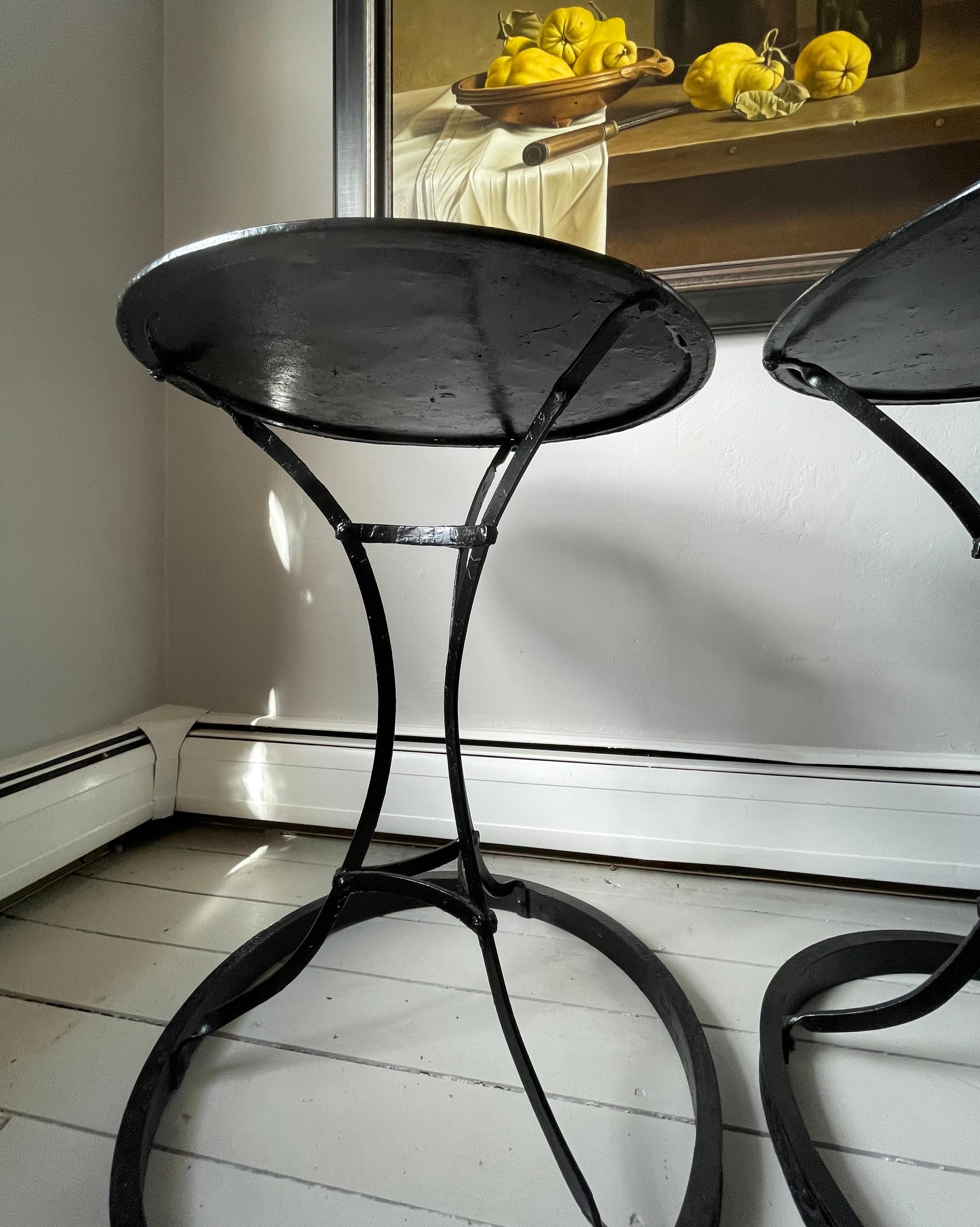 Two Round French Steel Café Tables For Sale 3