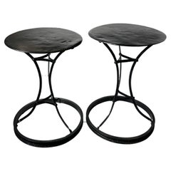 Antique Two Round French Steel Café Tables