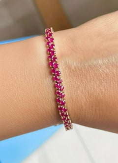 Two-Row 11.00 Carat Natural Ruby Bracelet Yellow Gold
