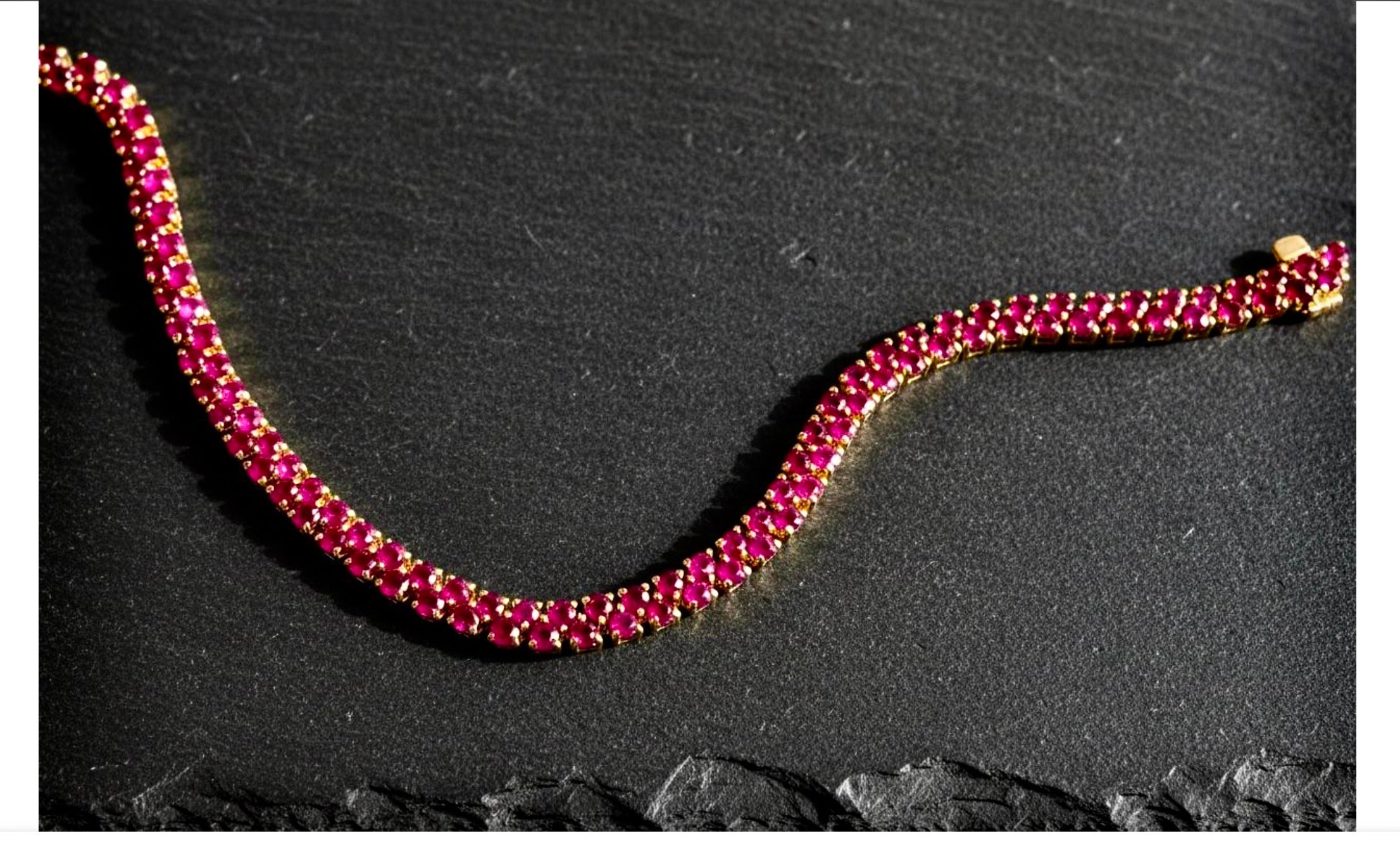Two-Row 11.00 Carat Natural Ruby Bracelet Yellow Gold For Sale
