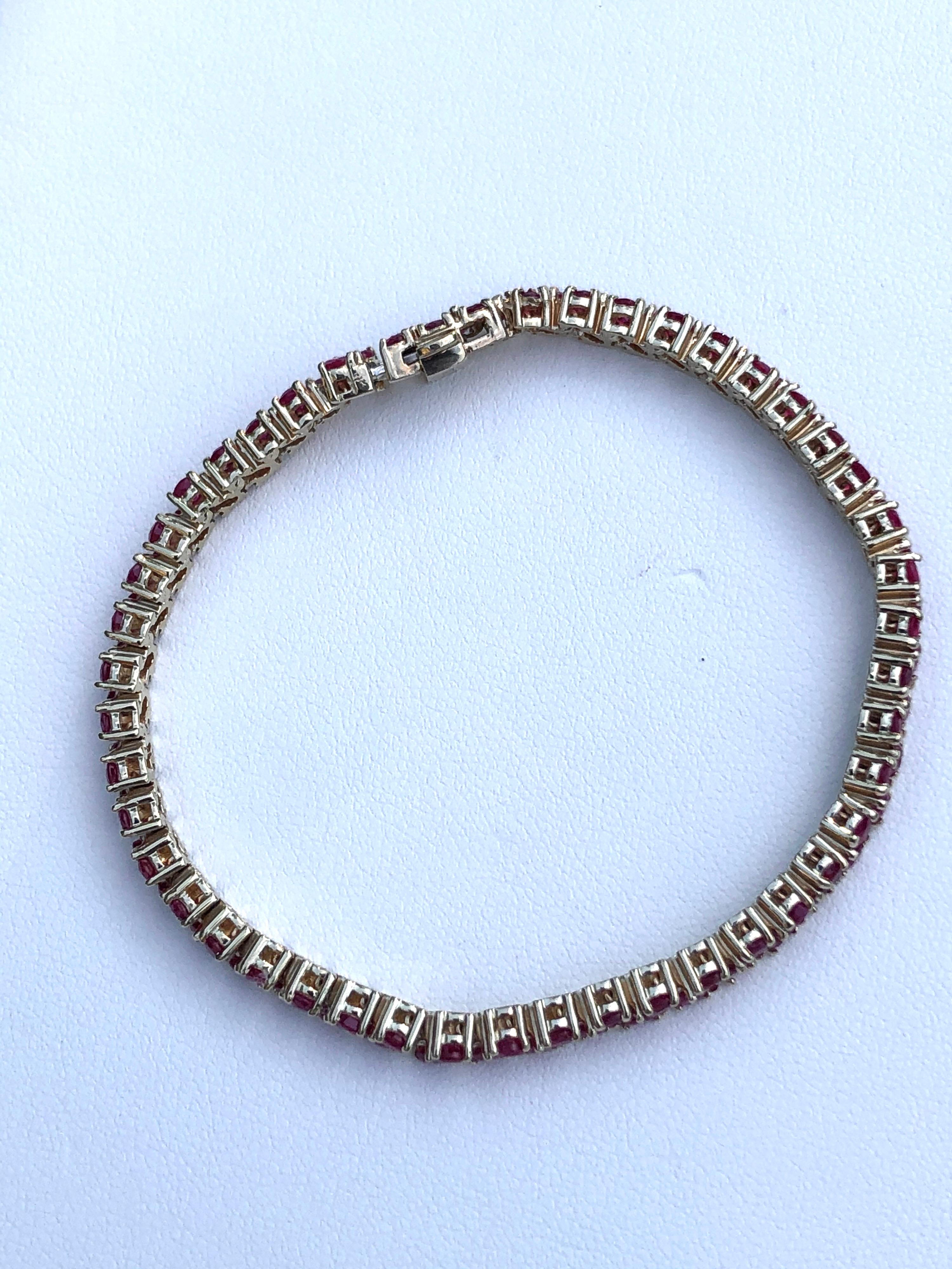 Two-Row 11.00 Carat Ruby Bracelet Yellow Gold For Sale 10