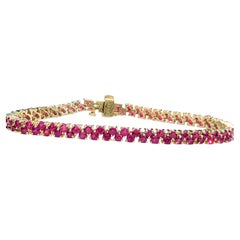 Two-Row 11.00 Carat Natural Ruby Bracelet Yellow Gold