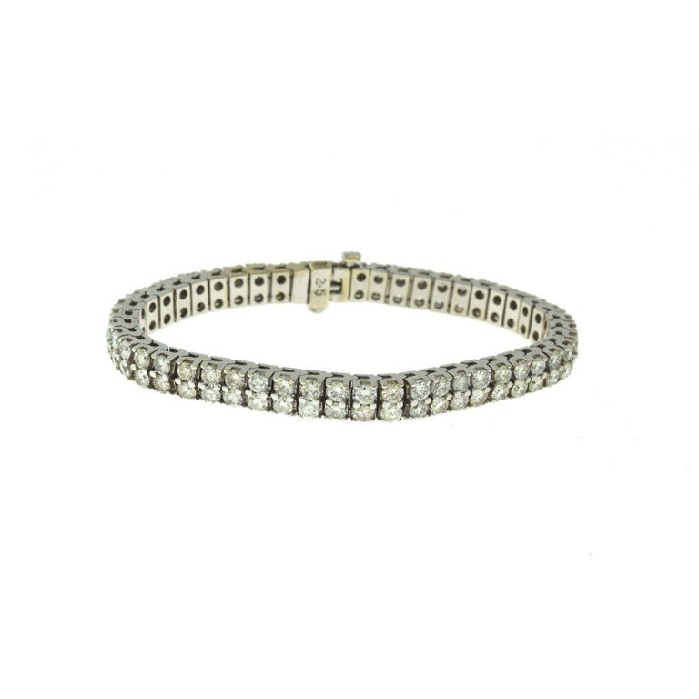 Two-Row Brilliant 13 Carat Diamond Line Tennis Bracelet in White Gold ...